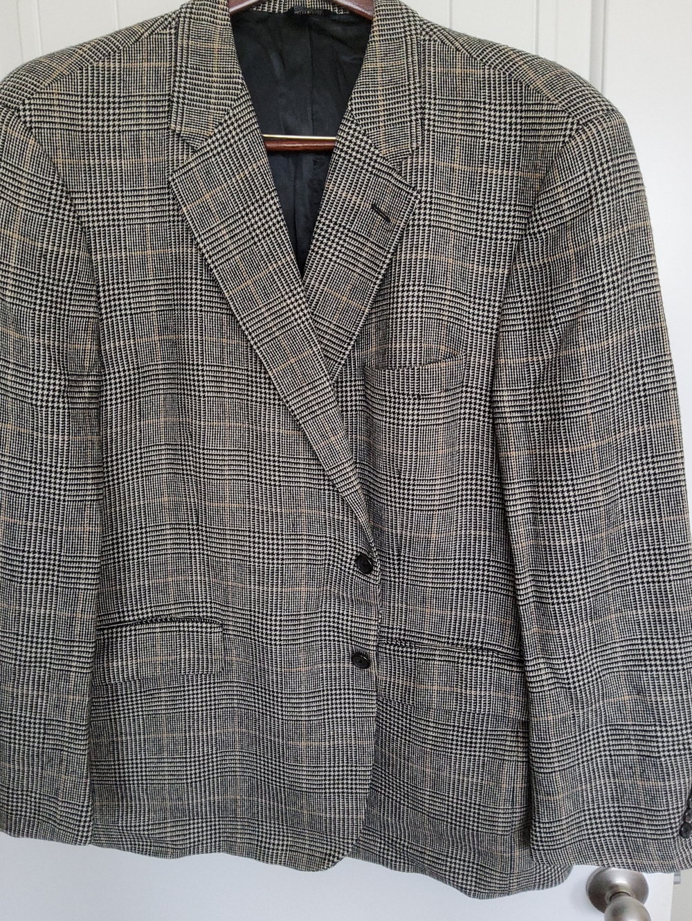 bill blass Men's Glen Plaid Sport Coat in Black and Tan